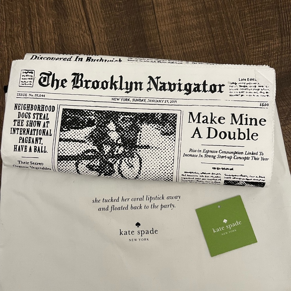 Kate Spade Glitzy Ritzy newspaper clutch rare like new bag